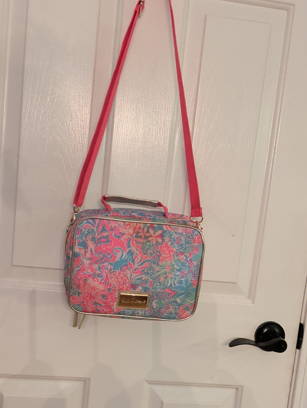 Lilly Perliter Floral Lunch Bag Pink & Blue
